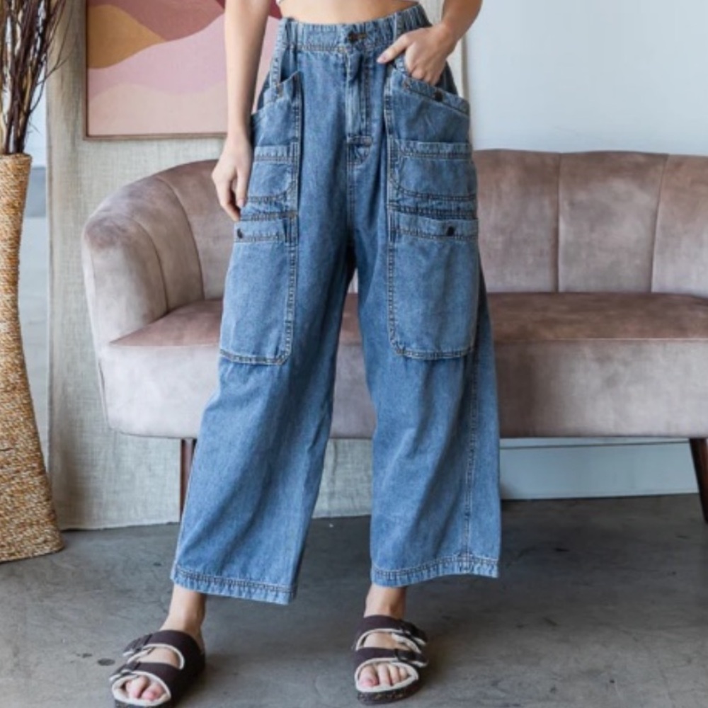 Oli & Hali Blue Wide-Leg Women Jeans
